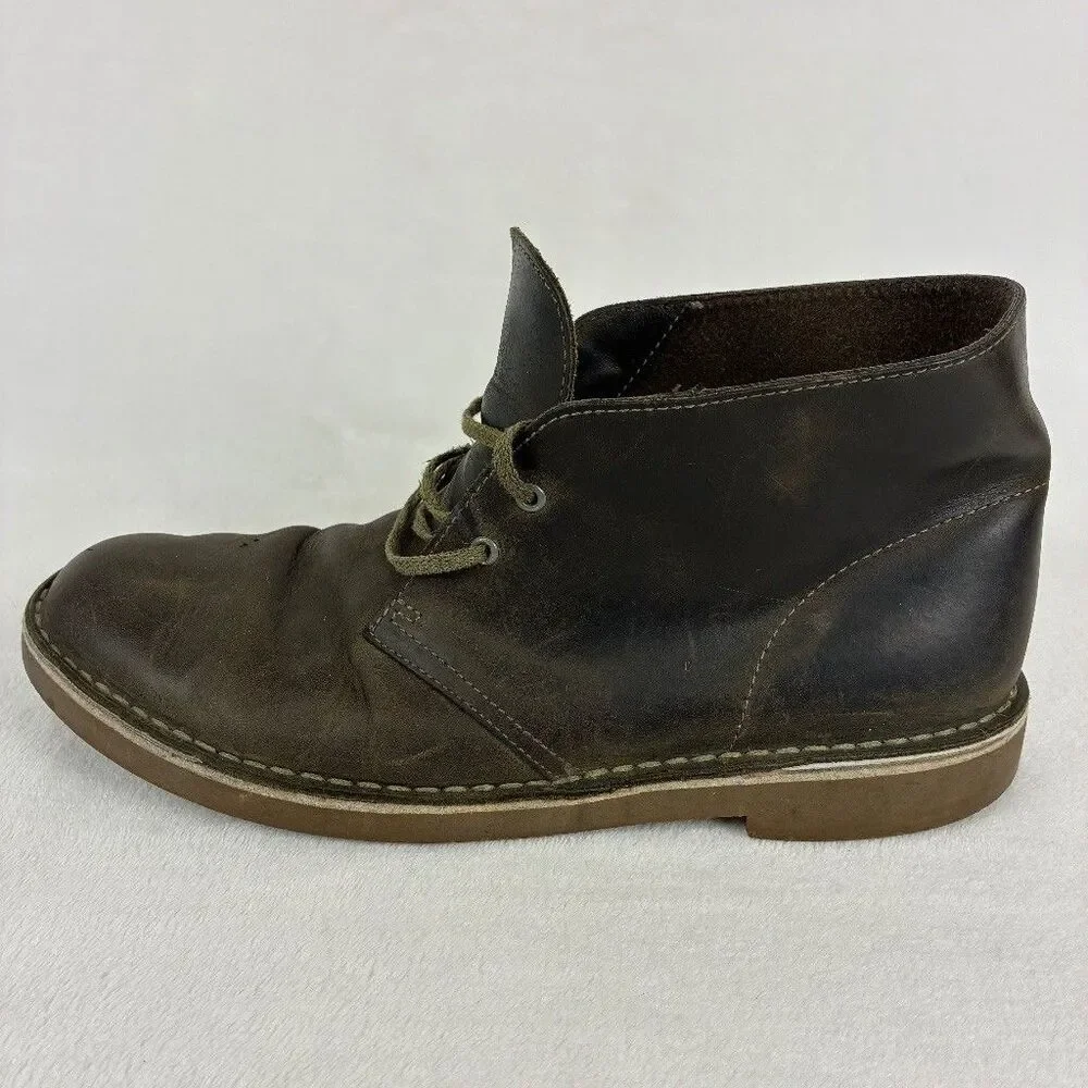 Clarks Bushacre 2 Chukka Leather Boots Men's UK 8.5 US 9.5 Brown Olive Green
